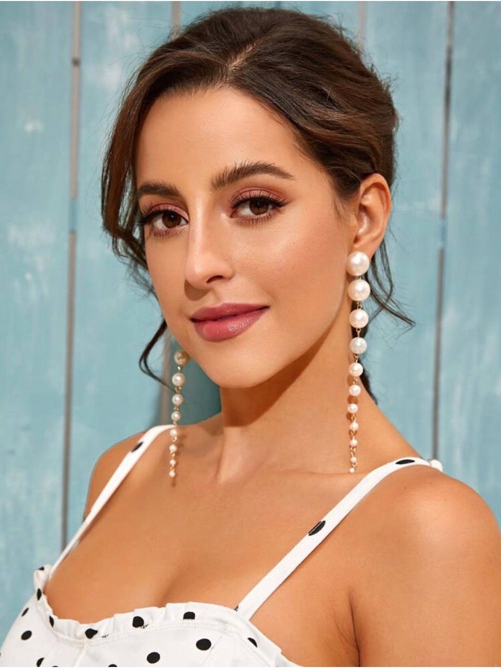 Long Pearl Drop Earrings - White